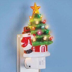 Holiday Snowman with Christmas Tree Nightlight